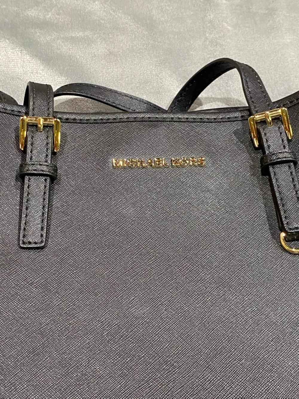 Michael Kors Black Leather Tote with Gold Hardware - Picture 2 of 13